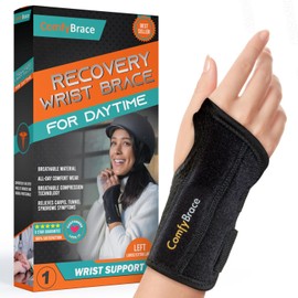 ComfyBrace Copper Infused Wrist Brace/Hand Brace/Wrist Support for Carpal Tunnel Syndrome, Arthritis, Tendonitis For Men and Women (Left Hand, Large/Ex-Large)