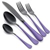 LKTDYMEG 20-Piece Black and Purple Silverware Set 18/0 Stainless Steel