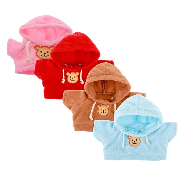 ChAusa 4 Pcs Plush Bear Clothes Bear Hoodie Doll Costume