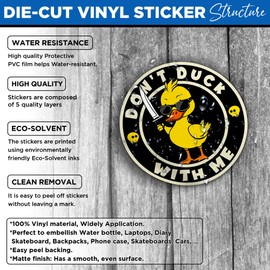 Set 3PCS - Don't Duck with Me Sticker Funny Cute Duck with Knife 3" Water Assistant, Vinyl Waterproof Die-Cut Sticker for Laptop, Water Bottle, Hard Hat, Helmet, Car, Phone (3 inches)