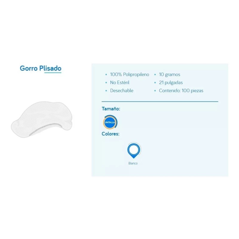Ambiderm Cofia Plisada Blanca Ambiderm Desechable Caja C/100 Pzs 21
