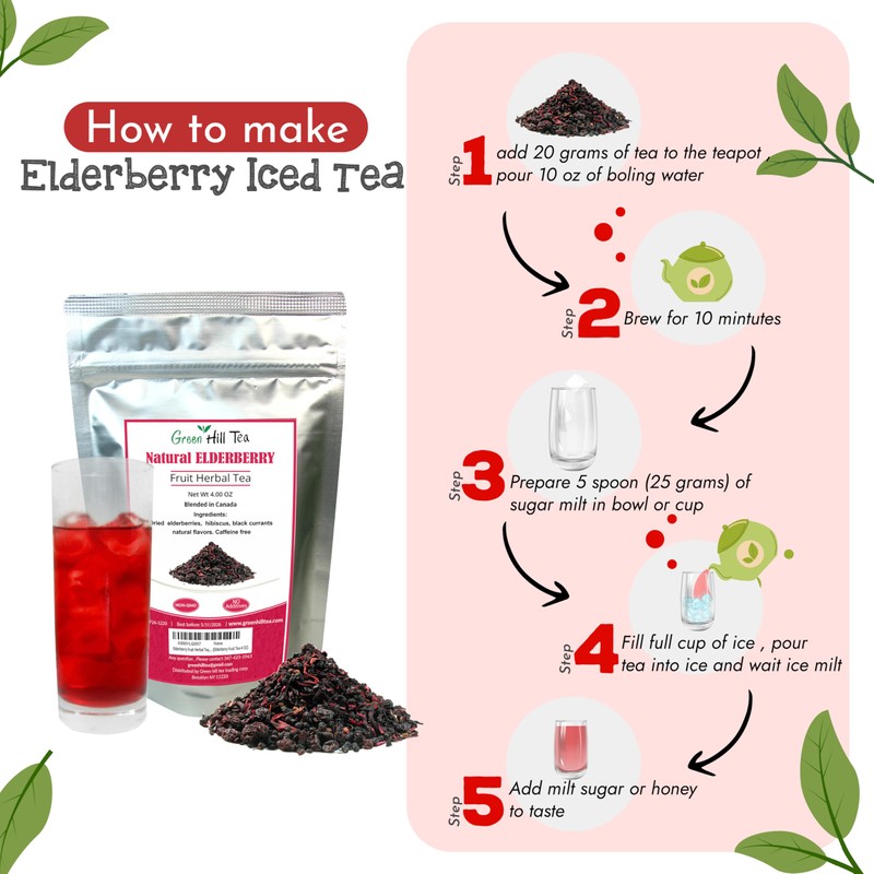 Green Hill Tea Elderberry Herbal Tea - Fruit Herbal Tea