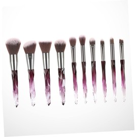 Ipetboom Juego De 10 Brochas De Maquillaje Con Cerdas Blancas y Moradas Set Profesional Para Polvo y Rubor