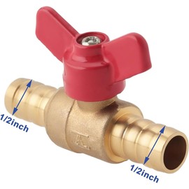 1/2" Brass Pex Ball Valve with Red Handle for Shutting Off Hot & Cold Water in 1/2" Pex Tubing(2PCS)