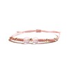 Dainty rose quartz bracelet, rose pink cord with gold plated