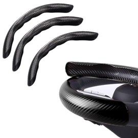 3pcs Carbon Fiber Car Steering Wheel Cover, Segmented Anti-Skid Steering Wheel Protector, Universal 99% Steering Wheel, Car Accessories Interior（Black）