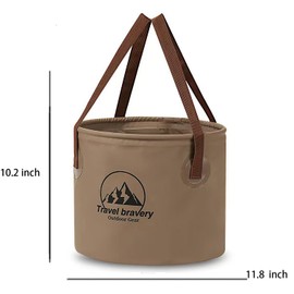 Outdoor Portable Folding Bucket, Picnic, Fishing Bucket, Water Bucket, Large Capacity Handheld Bucket, Suitable for Camping, Hiking, Water Filling, Vegetables and Fruits (Coffeecolour, 20L)