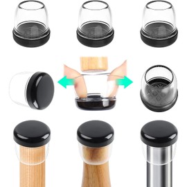 24 PCS Clear Chair Leg Sliders for Carpet, Chair Glides for Carpet, Teflon Furniture Pads, Bar Stool Chair Leg Protectors Caps for Carpet, Table Desk Chair Leg Cups Covers (Fit 0.8"-1.1", Round)