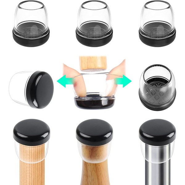 24 PCS Clear Chair Leg Sliders for Carpet, Chair Glides