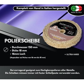 Lux Metal - Polishing Disc 150 mm Sisal Coarse for Grinding Stand Double Grinder Drill Cordless Screwdriver Angle Grinder Polishing Discs for Polishing Metal such as Aluminium Stainless Steel for