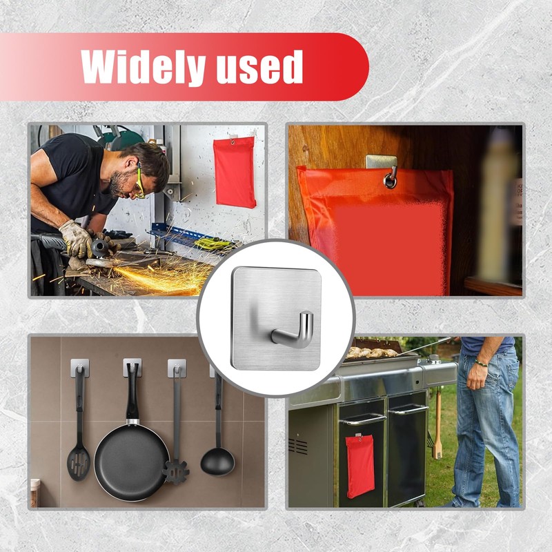 ZY PLUM Emergency Fire Blanket Wall Hooks，Waterproof Stainless Steel Adhesive