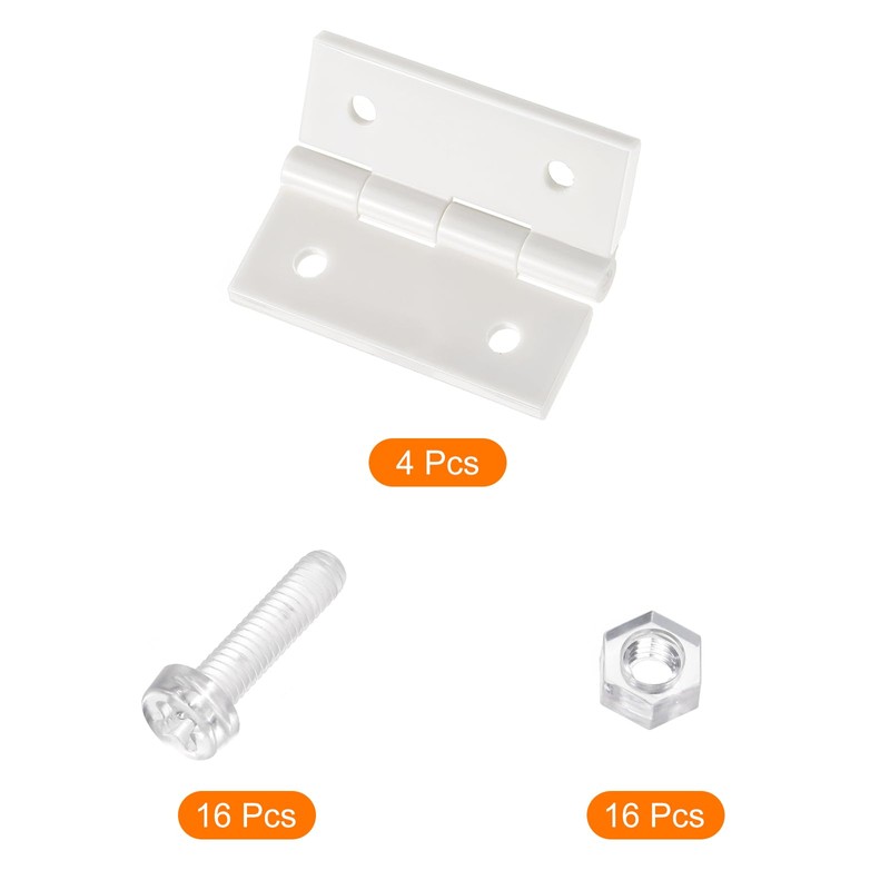 sourcing map 4 x Acrylic Hinges 1.8 x 1.5 Inch