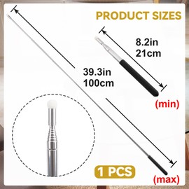 PAGOW 1 Pcs Retractable Teacher Pointer Sticks, Hand Pointer Stick, Student Finger Pointing Sticks, Extendable School Supplies for Reading, Classroom (Black)