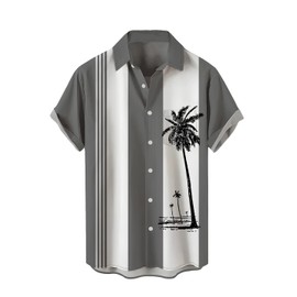 Romever Coconut Tree Print Hawaiian Shirts for Men Short Sleeve Tropical Vacation Beach Button Down Shirts Men (Tree2,Small)