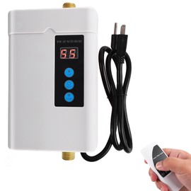 Electric Tankless Water Heater, 3000w Under Sink On Demand Instant Hot Water Heater with Remote,110V Digital Display for Kitchen Bathroom Washing