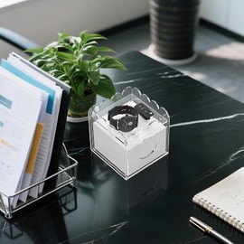 LUGUNU Acrylic Tissue Box Holder, Clear Square Tissue Box Cover with Storage, Modern Decorative Tissue Holder for Living Room, Bathroom and Office, 5.5x5.5x5.5 Inch