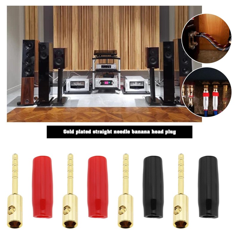ECSiNG 8pcs 2mm Gold Plated Screw Type Banana Plug Speaker