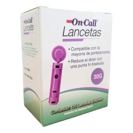 Lancetas De Acero Inoxidable On Call 30g 100 Piezas
