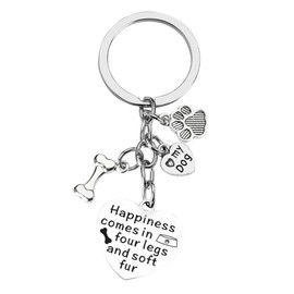 Garegce Paw Prints Keyring, Metal Heart Keychain, Dog Pet Memorial Gifts for Pet Lover, Key Chain Gift for Loss of Pet - Style 3