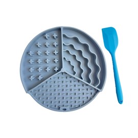 Licking Mat, Slow Feeder for Anxiety Relief, Calming Mat, Feeding Mat for Peanut Butter, Yoghurt, or Treats, Suitable All Dog Sizes (Grey)