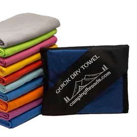 Camping Threads Quick Dry Camping Towel Set - Includes XL Body Towel and Washcloth in Zip-Up Storage Bag (Cobalt Blue)