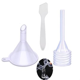 DraCra 10 Set Small Funnel Mini Pipette Pump with Mixing Spoon Spatula for Filling Squeeze Bottles Containers Perfume Atomizers Transfer Liquid Essential Oil Spice Capsules Powder Lab Lotion Sand Art