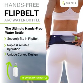 FlipBelt Arc Water Bottle Running Belt, Curved Hydration Running Bottle, 6 Fl. Oz., Green