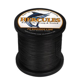 HERCULES Braided Fishing Line 12 Strands, 100-2000m 109-2196 Yards Braid Fish Line, 10lbs-420lbs Test PE Lines for Saltwater Freshwater - Black, 20lbs, 100m