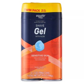 Equate Sensitive Skin Shave Gel With Aloe, 7 oz - 2 Pack (Twin Pack)