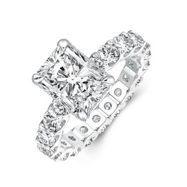 PAFIDDY 3CT Radiant/Pear Cut Engagement Ring for Women,Simulated Diamond Ring,18K White/Yellow Gold Plated 925 Sterling Silver Promise Ring (White Gold, Radiant, 3CT, 7.5)