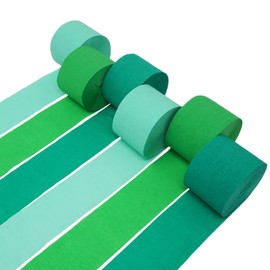 NPI Crepe Paper Party Garland Streamers - 81 Feet Length x 1.75 Inch Width (6-Count, Jungle Green Combo)