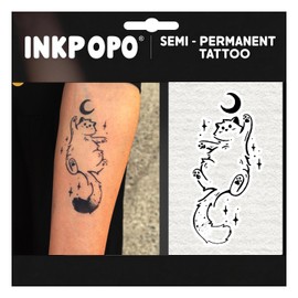 INKPOPO 3 Sheets Semi-Permanent Tattoos for Adults | 7-15 Days Longwear | Waterproof & Realistic Finish | Adult Art Temporary Tattoos | Cute Cat Series 037