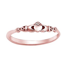 Rose Gold-Toned Plated Sterling Silver Claddagh Ring Size 8
