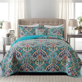 BEDIFANY Cotton Quilt King Size - Lightweight King Size Quilt Bedding Set for a Comfortable Sleep - Reversible Bedspread (98 * 106 in) with Boho Pattern, 3 Pieces