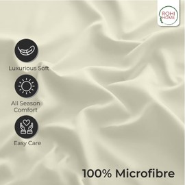 Rohi Pillow Cases 2 Pack 100% Microfibre Pillowcases – Envelope Closure Standard Size 50 x 75 cm Pillow Covers – Ultra Soft, Hypoallergenic & Durable Pillow Cases (Cream – 50 x 75 cm)