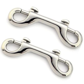 2 Pcs Double Ended Lead for Dogs, Bolt Snap Hooks Zinc Alloy Double End Clip Silver Diving Clip Trigger Snaps for Diving Dog Leash Key Chain Horse Tack Pet Feed Buckets