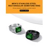 Bestyle Cool Black Classic Green Emerald Square Signet Ring With