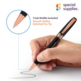 Special Supplies 3 Pack Weighted Pens for Hand Tremors, Low Dexterity, Poor Grip Strength, and Parkinson’s Patients, Storage Box and 3 Ink Refills Included