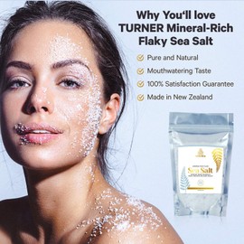 TURNER Mineral-Rich Flaky Sea Salt, Made in New Zealand, Kosher Flakes, 840 gramm, Premium Gourmet, Unprocessed, 84 Minerals & Trace Elements, 100% All-Natural, Solar & Wind Harvested, Lab Certified