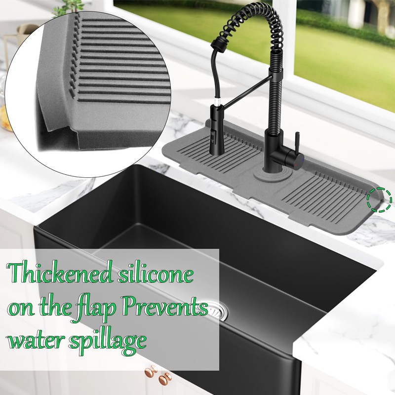 Tap Protector & Drip Mat Grey, Tap Splash Guard, Tap