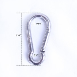 HIGOOD 2inch 304 Stainless Steel Carabiners Heavy Duty,Spring Snap Hook, Locking Climbing Caribiners Clips for Gym, Keychains, Outdoor Camping and More, 10PCS