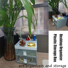 DPYSG_TO Elegant Transparent Acrylic Desk Organizer - Perfect for Office Desk Accessories, Cosmetic Organizer (Sky Blue, L)