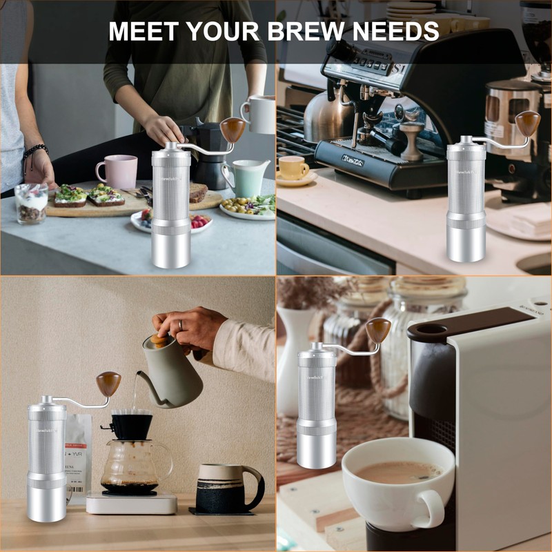 NewlukPro M7 Coffee Grinder Manual,Capacity 35g,Sharp Heptagonal Burr,External 48 Grinding