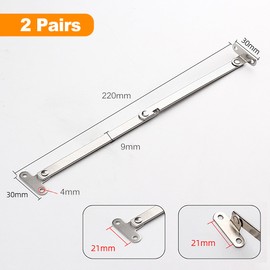 OioTuyi Pack of 2 flap holders, flap hinge, all-metal folding hinge with lock, 180° flap fitting, door opening limiter, lid support hinges for furniture doors, lid support