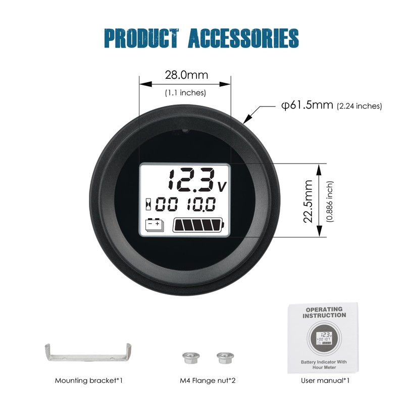 Runleader RL-BI052A Battery Power Meter Voltage Meter for Battery Powered