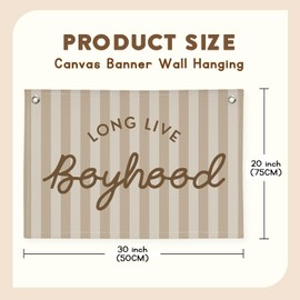 XYDEG Boys Room Decor Long Live Boyhood Banner，Vintage Playroom Bedroom Nursery Wall Hanging Decor, Retro Kids Room Decor Stripes Flag Banner 30x20 boyroom