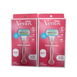 Gillette LOT OF 2 Gillette Venus Extra Smooth 5 Blade 1 Razor Handle + 2 Cartridges