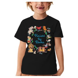 Book Shirts for Boys Girls Kids Toddler Reading T Shirts Short Sleeve Cute Children's Books Tee Funny Cartoon Image Tops Black-d
