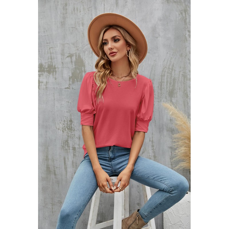 SimpleFun Cute Summer Tops for Women 2024 Trendy Puff Sleeve
