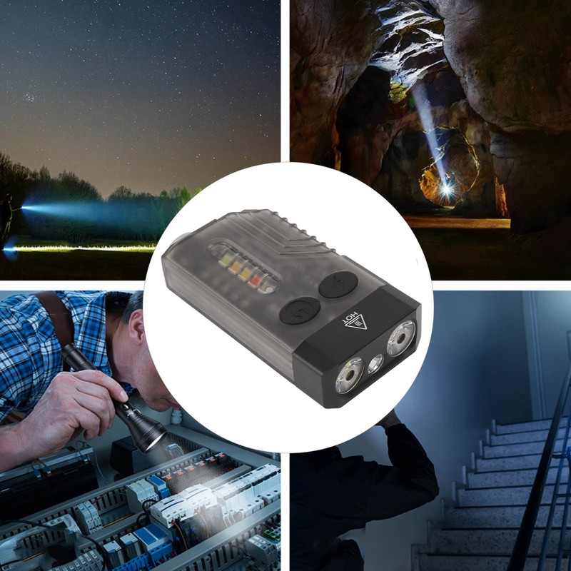 Mini Flashlight Portable Rechargeable Buzzer Alarm Keychain Light for Camping
